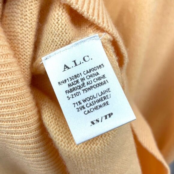 NEW A.L.C. Chiara Apricot Wool & Cashmere Mockneck Deep V Back Sweater US XS🎁 - Picture 11 of 11